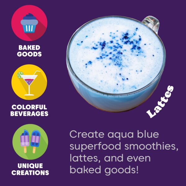 Version 1.0.0 Espirulina azul pura en frasco azul para recetas naturales