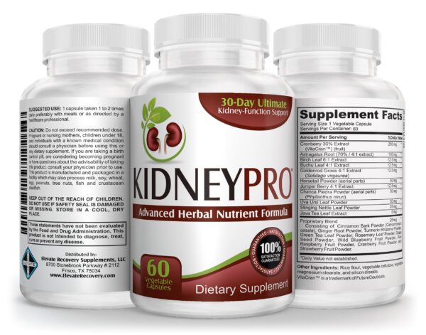 Version 1.0.0 Etiqueta con beneficios del suplemento renal Kidney-Pro