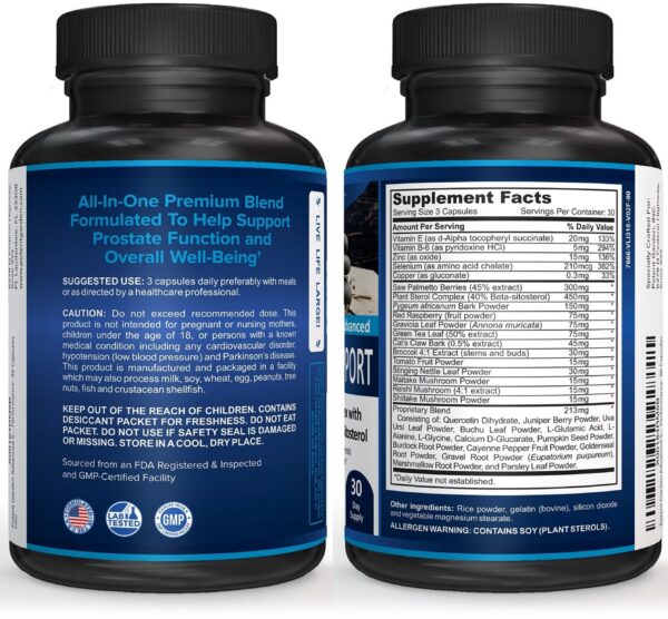 Etiqueta botella suplemento próstata Potent Garden