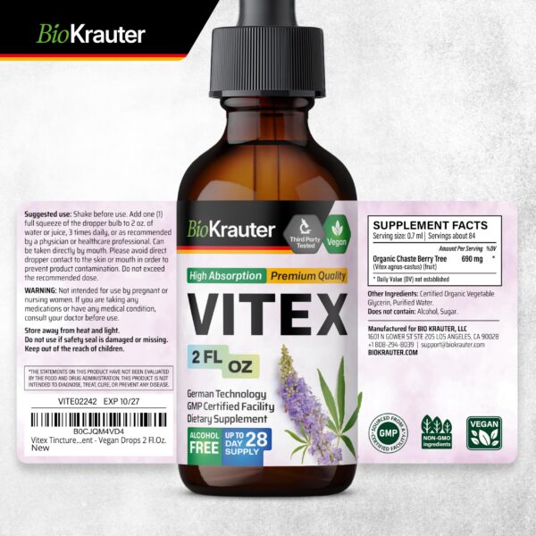 Version 1.0.0 Etiqueta botella tintura natural BioKrauter Vitex Dong Quai