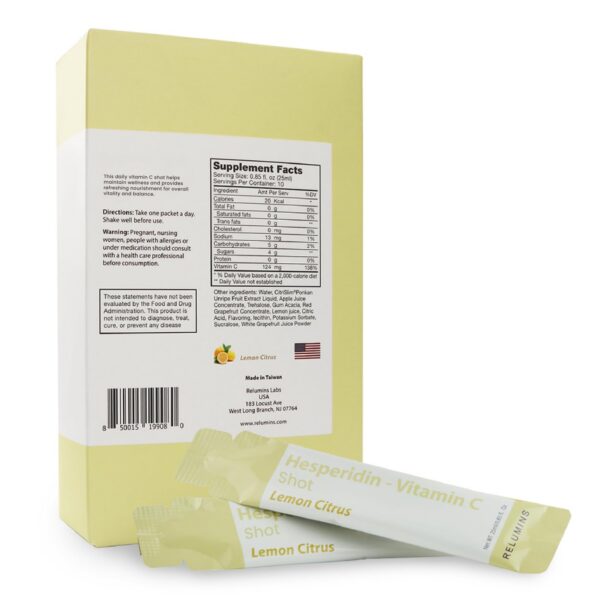 Version 1.0.0 Etiqueta de la caja Relumins Vitamin C Shots