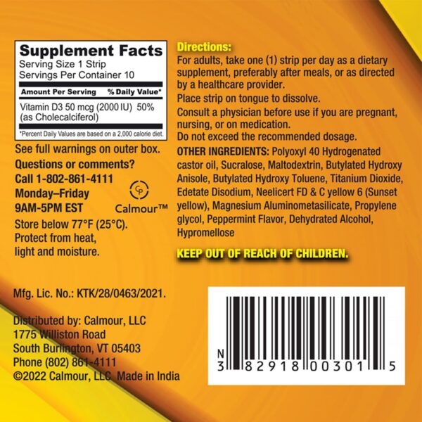 Frente del envase CALMOUR D3