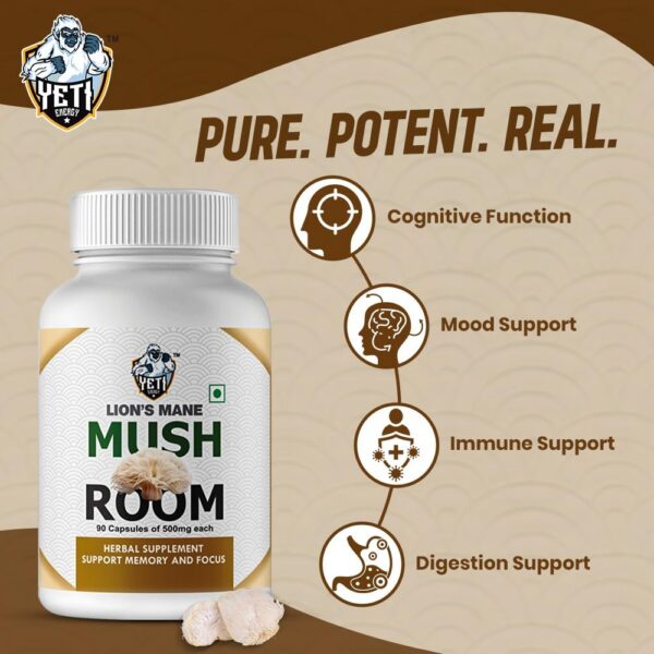 Etiqueta cápsulas Lion's Mane sin gluten y No GMO