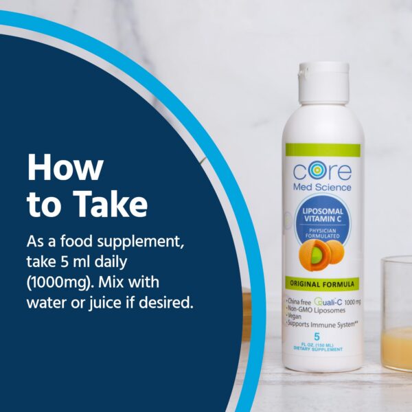 Etiqueta frontal con branding Core Med Science