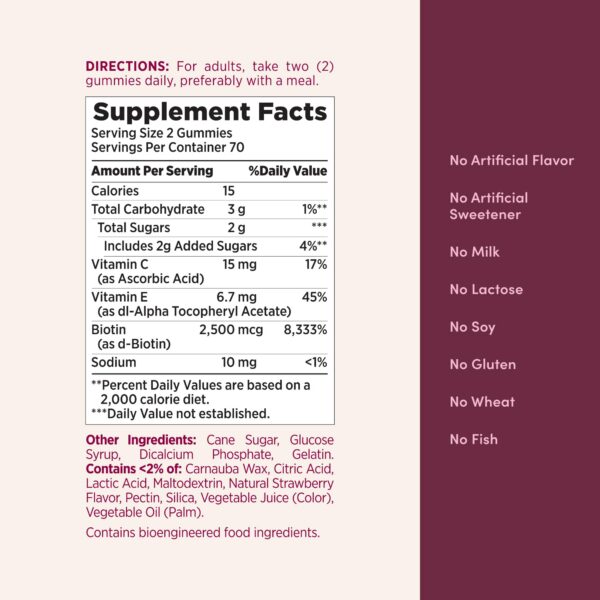 Version 1.0.0 Etiqueta frontal gomitas Nature's Bounty Cabello, piel y uñas