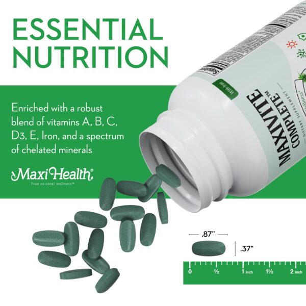 Etiqueta frontal del multivitamínico Maxi Health