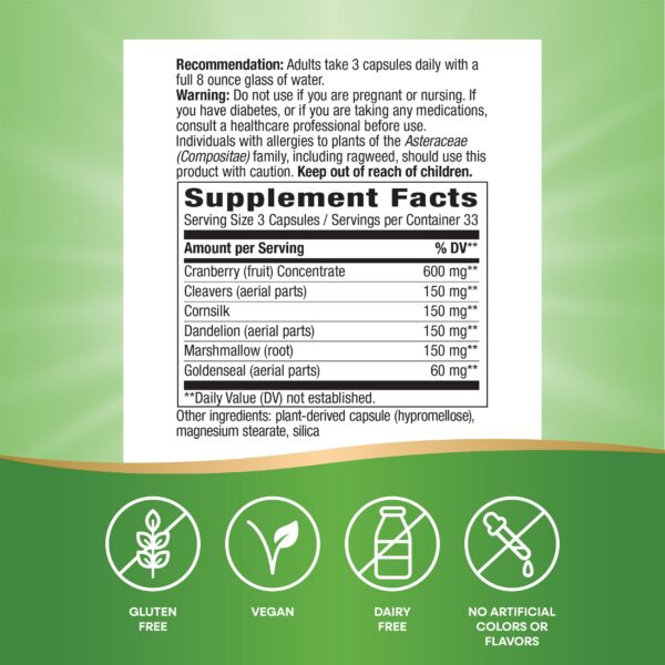 Etiqueta frontal botella Nature's Way mezcla de arándano