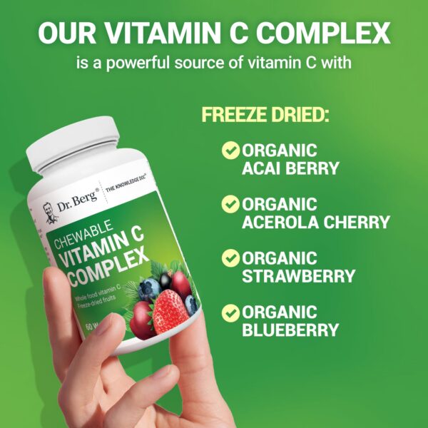 Etiqueta frontal suplemento vitamina C Dr. Berg 60 wafers