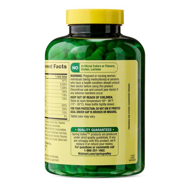 Etiqueta frontal vitamina B Spring Valley 500 tabletas