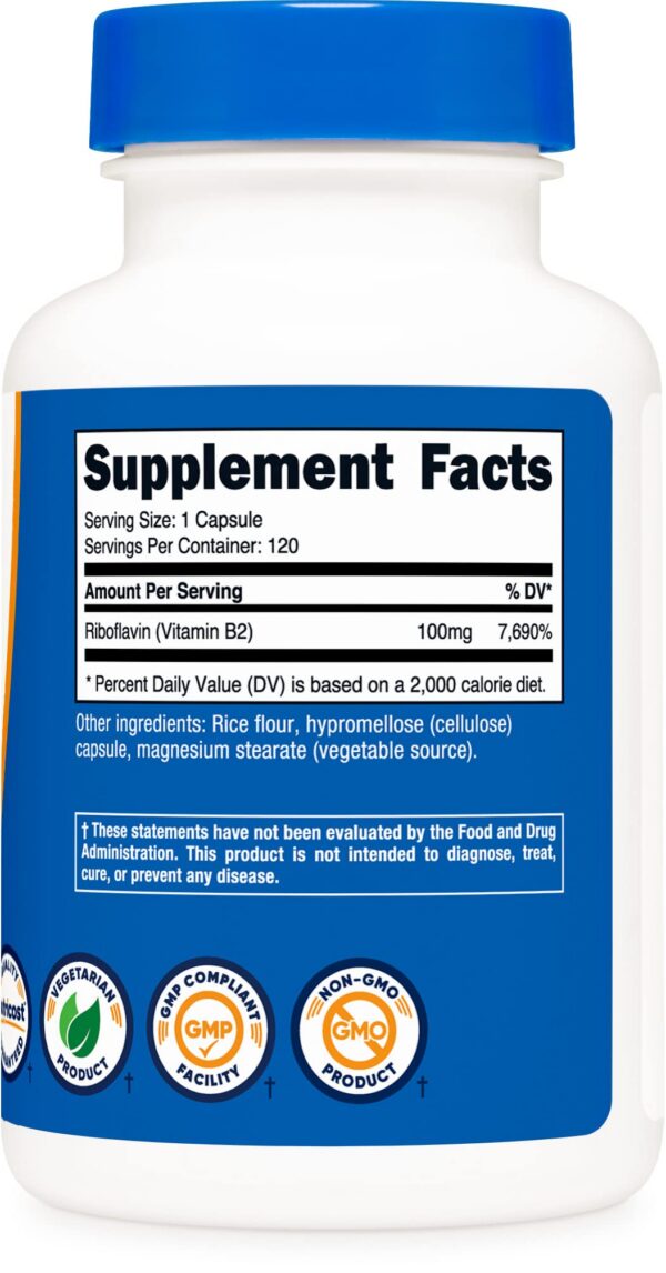 Etiqueta frontal Vitamina B2 Nutricost riboflavina