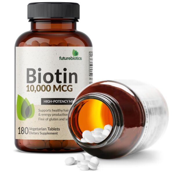 Etiqueta Futurebiotics biotina alta potencia para cabello saludable