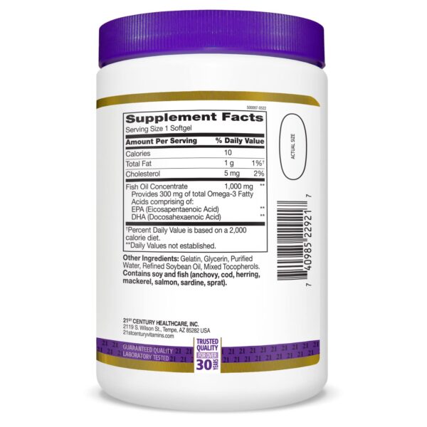 Etiqueta ingredientes aceite de pescado 21st Century 300 cápsulas