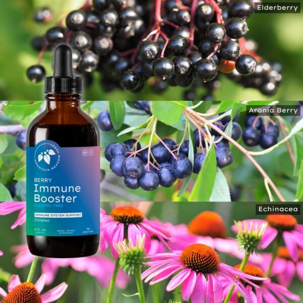 Etiqueta lateral con ingredientes naturales Mountain Meadow Berry Immune