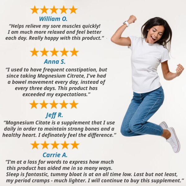 Etiqueta trasera con instrucciones del Citrato de Magnesio