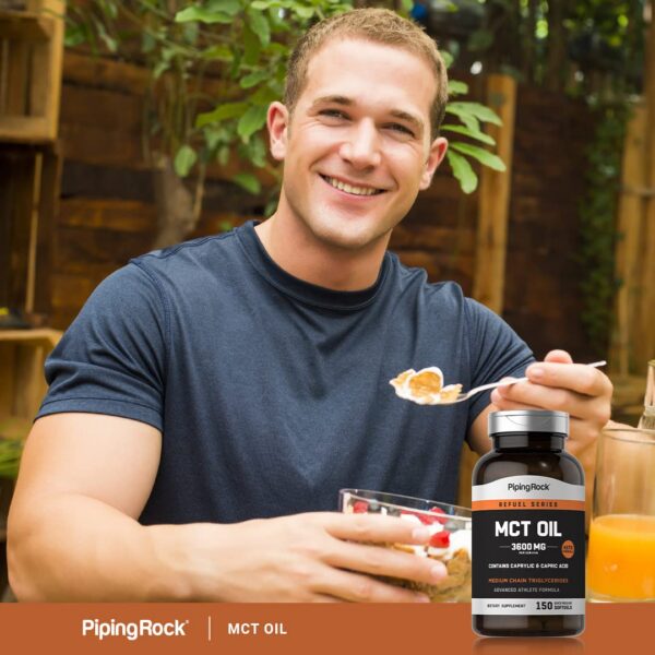 Etiqueta lateral aceite MCT Piping Rock suplemento keto