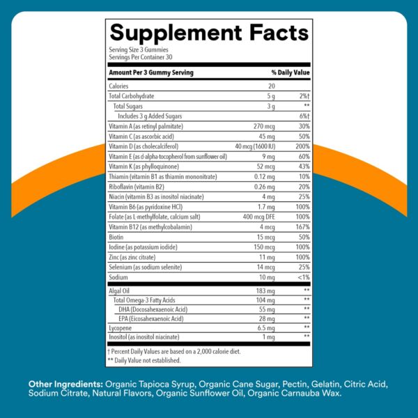 Etiqueta lateral gomitas SmartyPants multivitaminas hombre