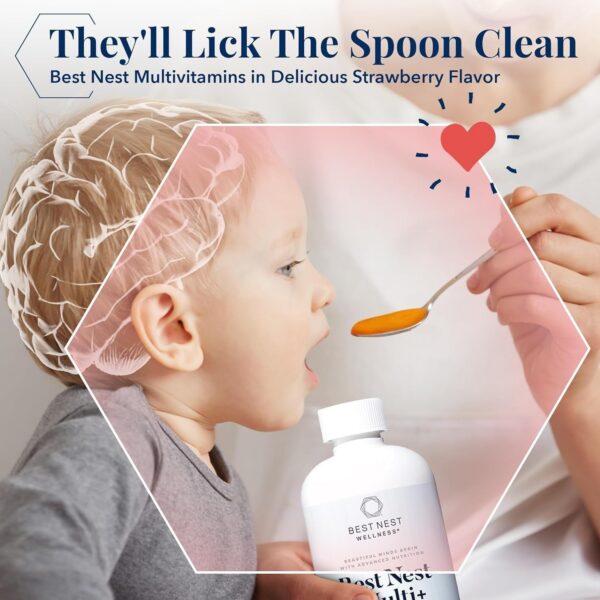 Etiqueta lateral de multivitamínico líquido para niños Best Nest Wellness