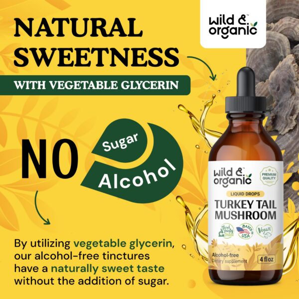 Etiqueta lateral de suplemento líquido cola de pavo Wild & Organic
