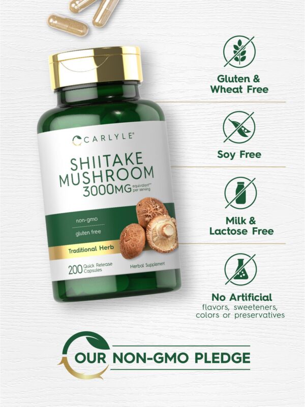 Etiqueta lateral suplemento Carlyle hongo shiitake 3000mg