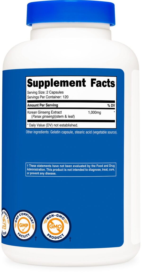 Etiqueta del producto Nutricost Ginseng Coreano 1000mg