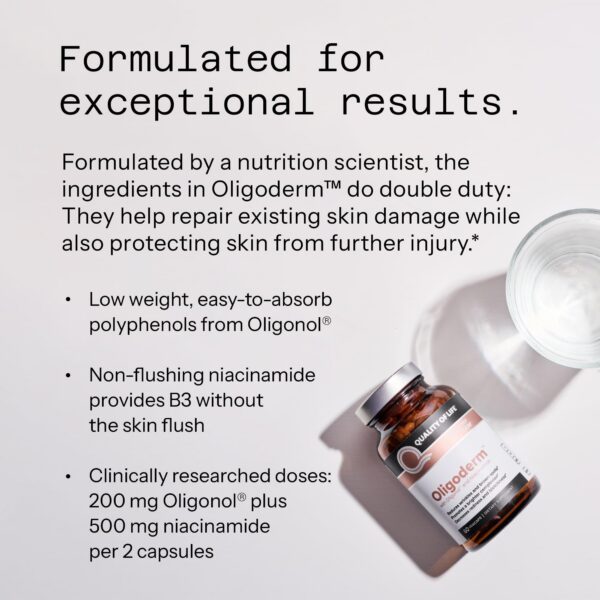 Etiqueta nutrimental suplemento Oligoderm Quality of Life