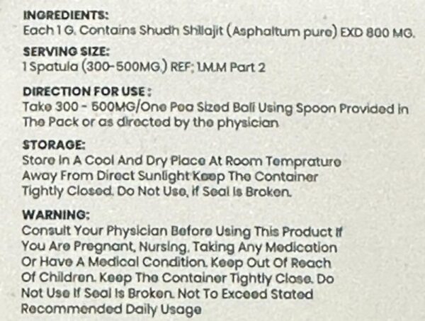 etiqueta paquete Shilajit Himalaya Planet Ayurveda