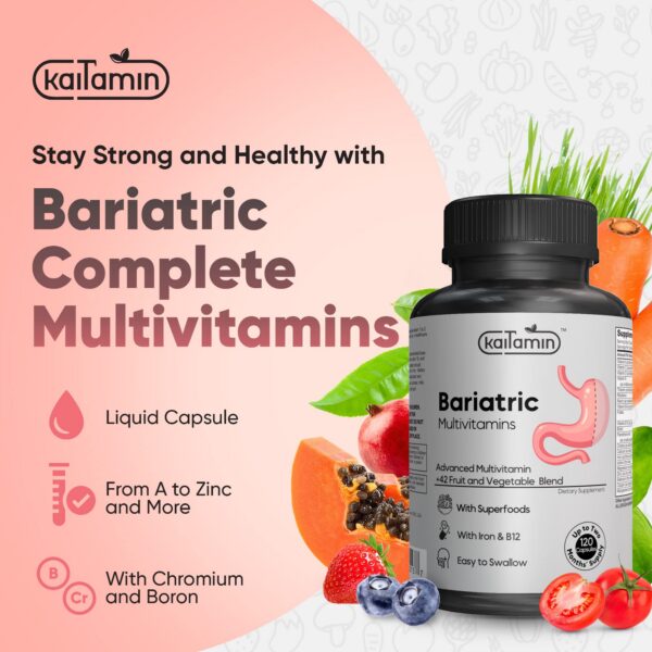 Etiqueta posterior multivitamínico bariátrico Kaitamin 120 cápsulas