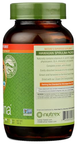 Etiqueta del producto Nutrex Hawaii Spirulina pura 1000 mg