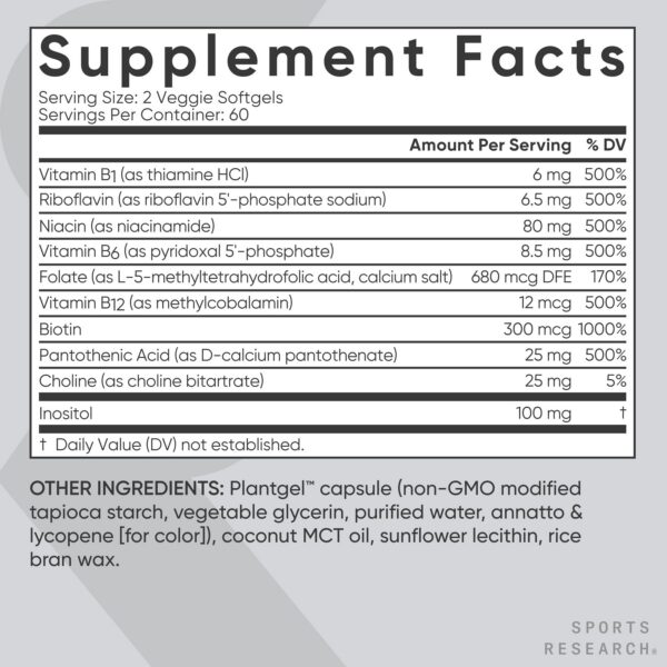 Sports Research suplemento completo de vitaminas B para bienestar