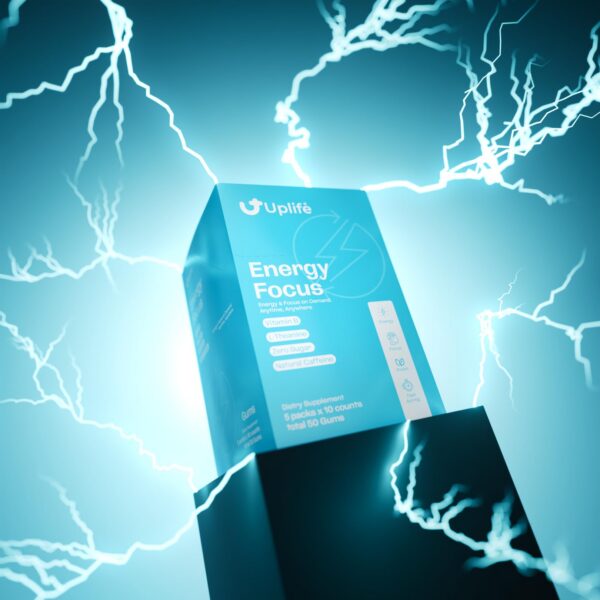 Etiqueta del producto UPLIFE chicle energía y enfoque