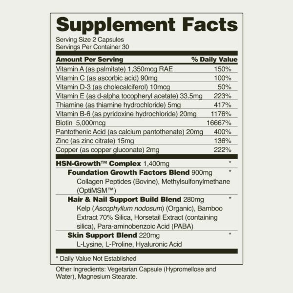 Etiqueta Snap Supplements vitaminas bellezas capilar