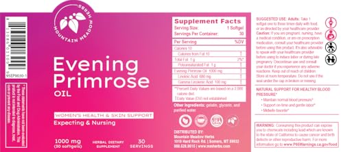 Etiqueta superior envase aceite onagra Mountain Meadow Herbs