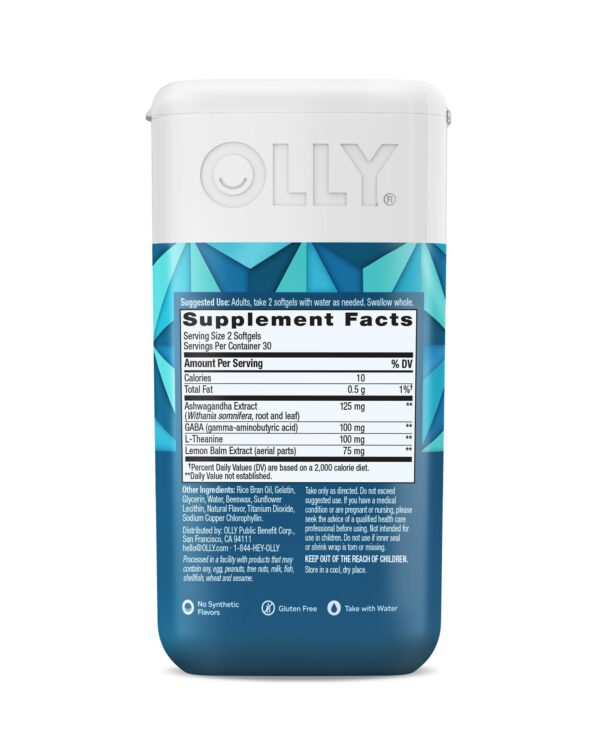 Etiqueta del suplemento calmante OLLY Ultra Strength