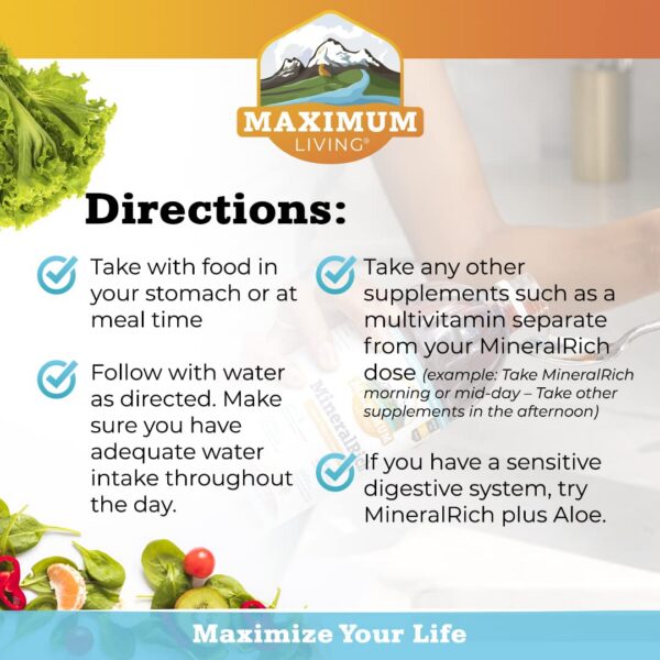 Etiqueta suplemento Maximum Living MineralRich con aloe