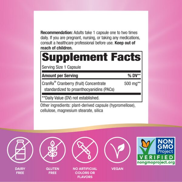 Etiqueta del suplemento Nature's Way CranRx arándano bioactivo