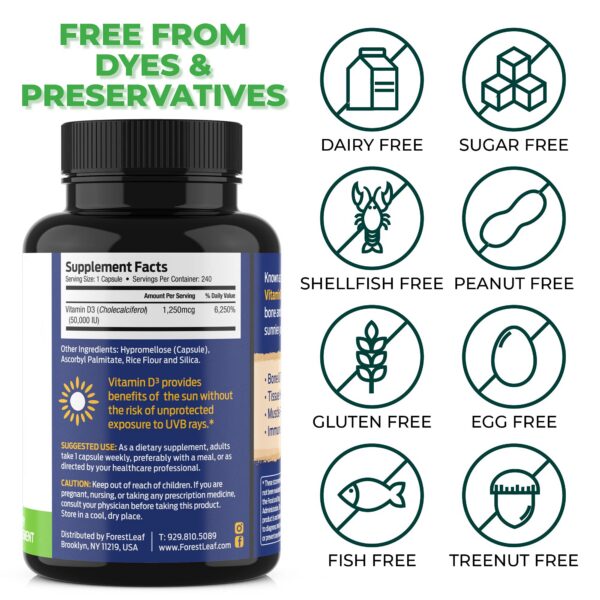 Etiqueta del suplemento vitamina d3 forestleaf 50000 iu