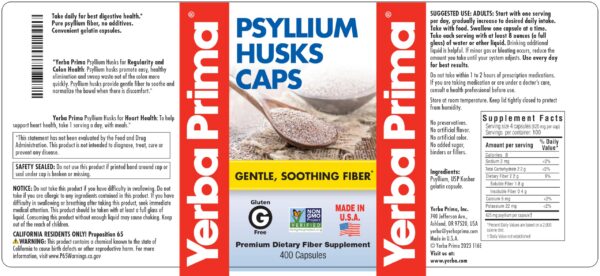 Suplemento regularidad Yerba Prima psyllium fibra natural