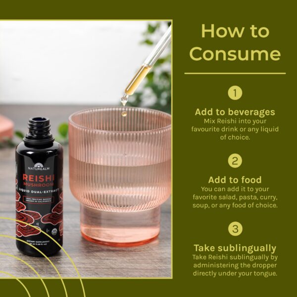 Etiqueta con información de tintura líquida de reishi orgánico