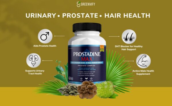 Etiqueta trasera Prostadine Max con instrucciones y descripción