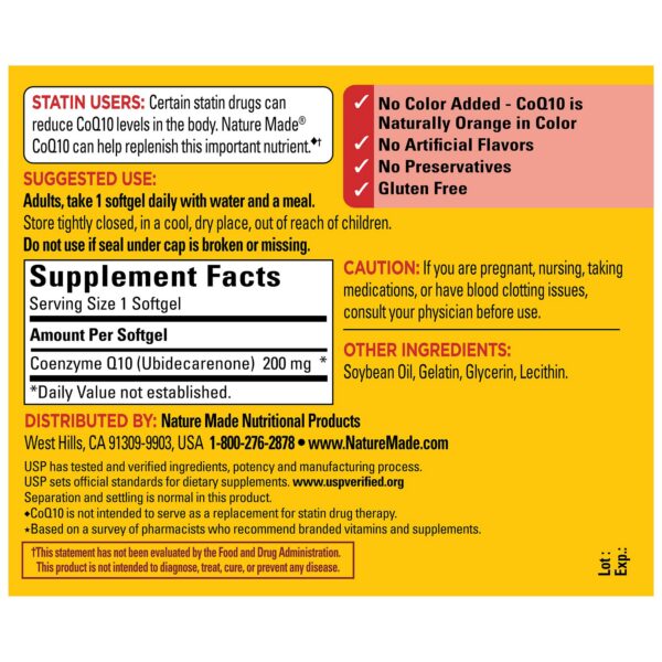 Version 1.0.0 Etiqueta USP verificada CoQ10 200 mg