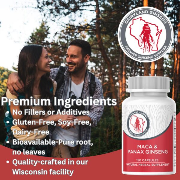 Version 1.0.0 Etiquetas cápsulas Dairyland ginseng y maca raíz concentrada