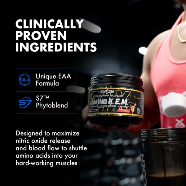 Envase Evogen Amino K.E.M. en fondo claro