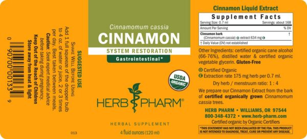 Version 1.0.0 extracto de corteza de canela herb pharm líquido para salud cardíaca