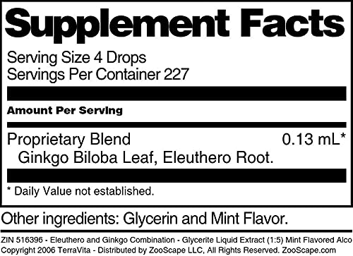 Extracto eleuthero ginkgo terravita presentación botella