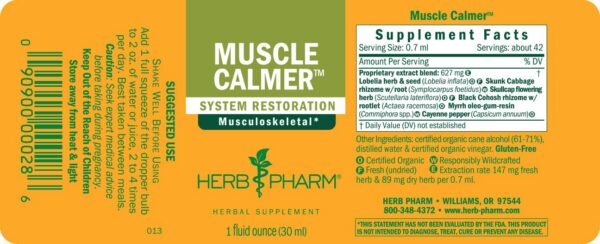 Extracto herbal certificado fórmula Muscle Calmer Herb Pharm