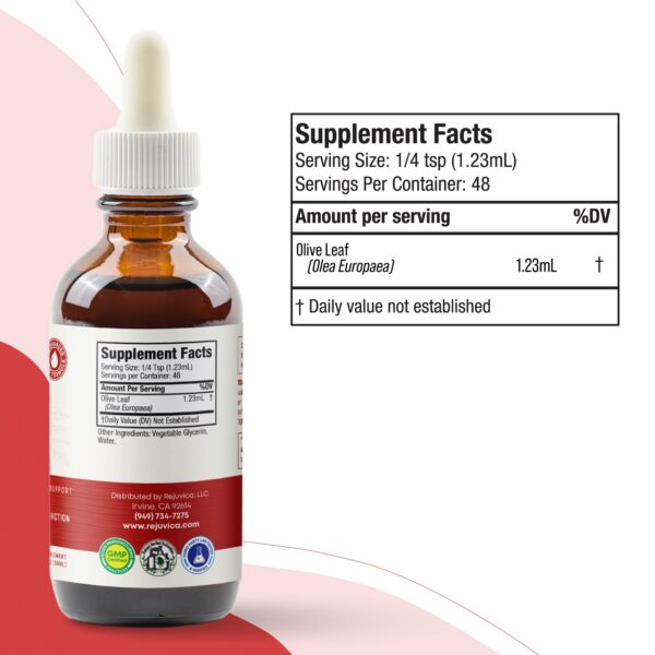 Extracto líquido natural de hoja de olivo para salud del corazón y sistema inmunológico
