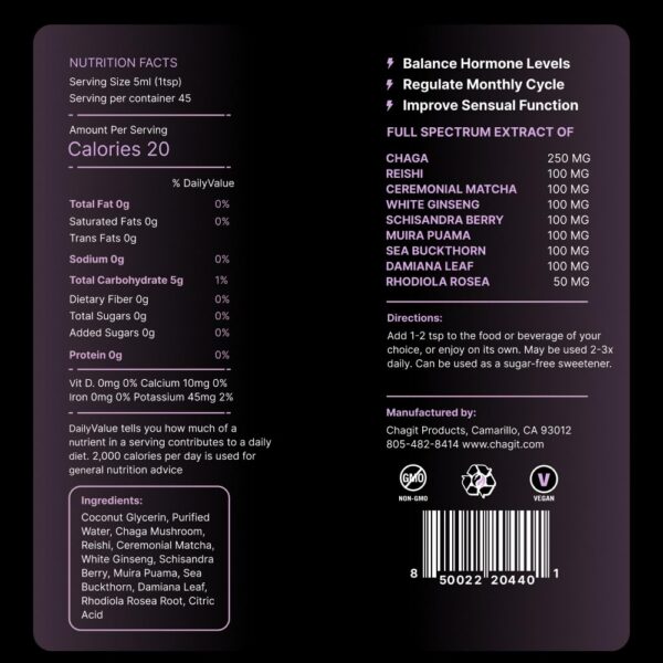Extracto líquido Chagit SLX 225 ml para equilibrio hormonal