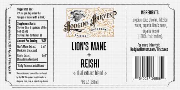 Extracto líquido concentrado Melena de León y Reishi Hodgins Harvest