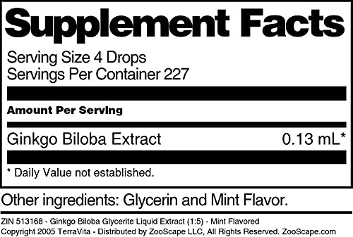 Extracto líquido natural de ginkgo biloba con sabor a menta