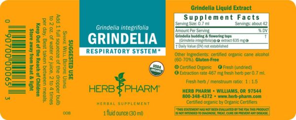 Extracto líquido rápido de Grindelia Herb Pharm frasco cerrado